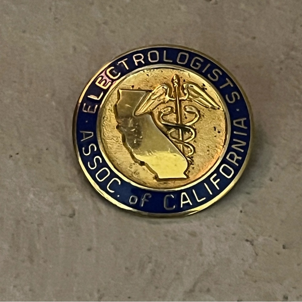 Vintage Electrologists Association Of California Gold Tone and Blue Enamel Pin